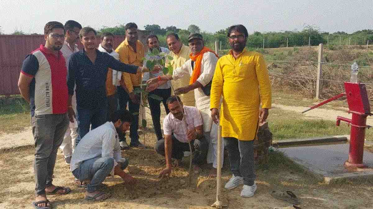 Pratapgarh: शारदीय नवरात्रि पर सहकार भारती ने किया हरिशंकरी का पौधरोपण