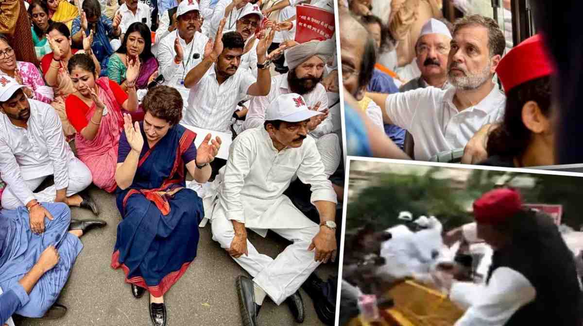 प्रदर्शन के दौरान महुआ मोइत्रा और मिताली बाग हुईं बेहोश, बैरिकेड फांदकर कूदे अखिलेश, राहुल-प्रियंका समेत कई हिरासत में