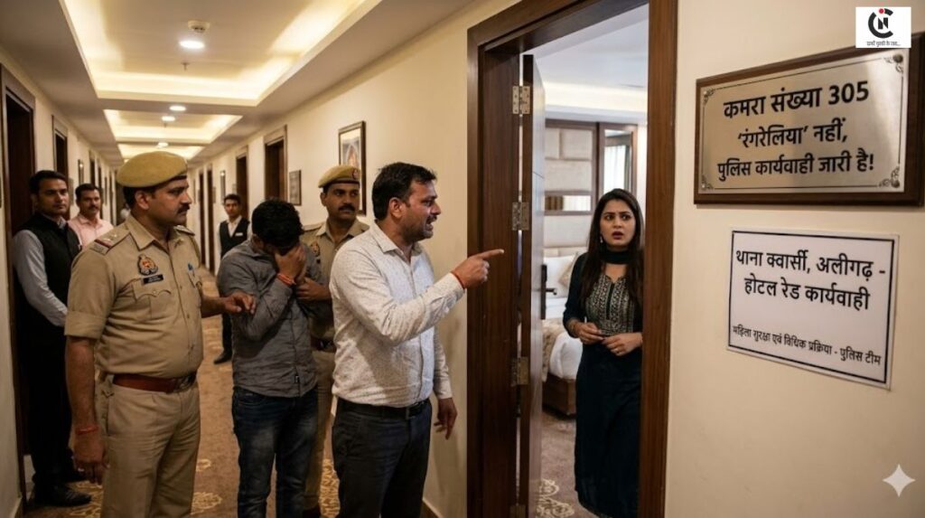 aligarh hotel high voltage drama husband caught wife with lover